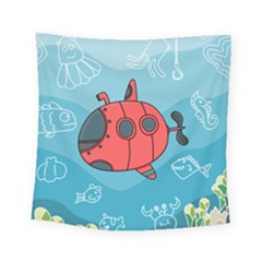 Dive Scuba Ocean Sea Water Fish Square Tapestry (small) by Simbadda