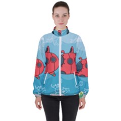 Dive Scuba Ocean Sea Water Fish Women s High Neck Windbreaker by Simbadda