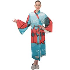 Dive Scuba Ocean Sea Water Fish Maxi Velour Kimono