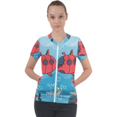 Dive Scuba Ocean Sea Water Fish Short Sleeve Zip Up Jacket by Simbadda