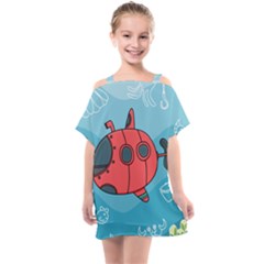 Dive Scuba Ocean Sea Water Fish Kids  One Piece Chiffon Dress by Simbadda