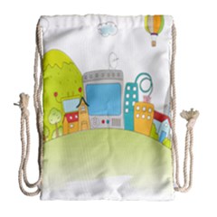 City Village Digital Home Town Drawstring Bag (large) by Simbadda