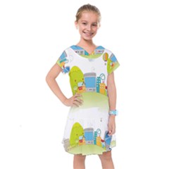 City Village Digital Home Town Kids  Drop Waist Dress by Simbadda