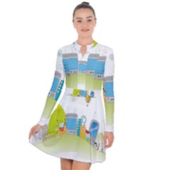 City Village Digital Home Town Long Sleeve Panel Dress by Simbadda