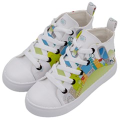 City Village Digital Home Town Kids  Mid-top Canvas Sneakers by Simbadda