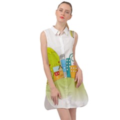 City Village Digital Home Town Sleeveless Shirt Dress