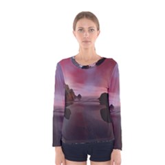 Rocks Sky Landscape Sea Wave Women s Long Sleeve Tee