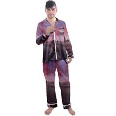 Rocks Sky Landscape Sea Wave Men s Satin Pajamas Long Pants Set