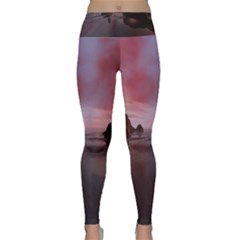 Rocks Sky Landscape Sea Wave Lightweight Velour Classic Yoga Leggings by Simbadda