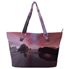 Rocks Sky Landscape Sea Wave Full Print Shoulder Bag by Simbadda