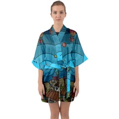 Artwork Art Kids Design Creative Half Sleeve Satin Kimono 