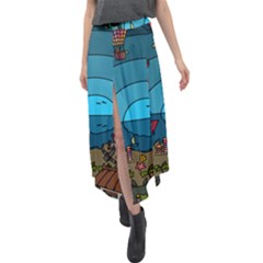 Artwork Art Kids Design Creative Velour Split Maxi Skirt