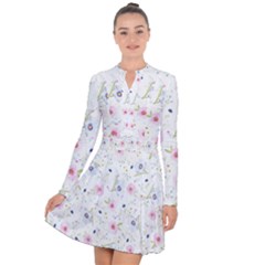 Floral Pattern Background Long Sleeve Panel Dress by Simbadda