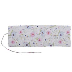 Floral Pattern Background Roll Up Canvas Pencil Holder (m)