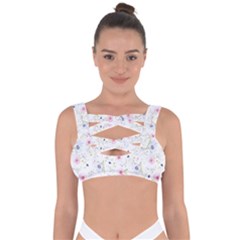 Floral Pattern Background Bandaged Up Bikini Top