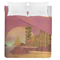 Planet Rocks City Base Fiction Duvet Cover Double Side (queen Size) by Simbadda