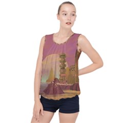 Planet Rocks City Base Fiction Bubble Hem Chiffon Tank Top by Simbadda