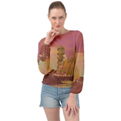 Planet Rocks City Base Fiction Banded Bottom Chiffon Top