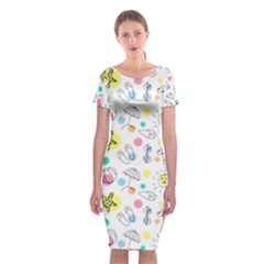 Summer Pattern Design Colorful Classic Short Sleeve Midi Dress by Simbadda