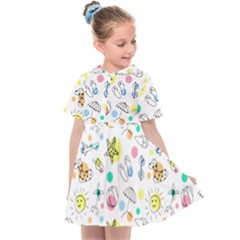 Summer Pattern Design Colorful Kids  Sailor Dress