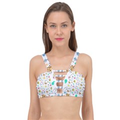 Summer Pattern Design Colorful Cage Up Bikini Top