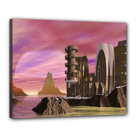 Planet Rocks City Base Fiction Canvas 20  X 16  (stretched) by Simbadda