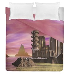 Planet Rocks City Base Fiction Duvet Cover Double Side (queen Size) by Simbadda