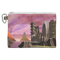 Planet Rocks City Base Fiction Canvas Cosmetic Bag (xl) by Simbadda