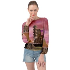 Planet Rocks City Base Fiction Banded Bottom Chiffon Top