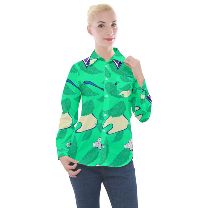 Pattern Seamless Background Desktop Women s Long Sleeve Pocket Shirt