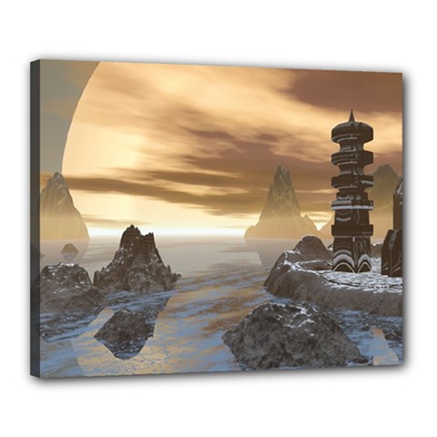 Planet Moon Rocks City Fiction Canvas 20  X 16  (stretched) by Simbadda