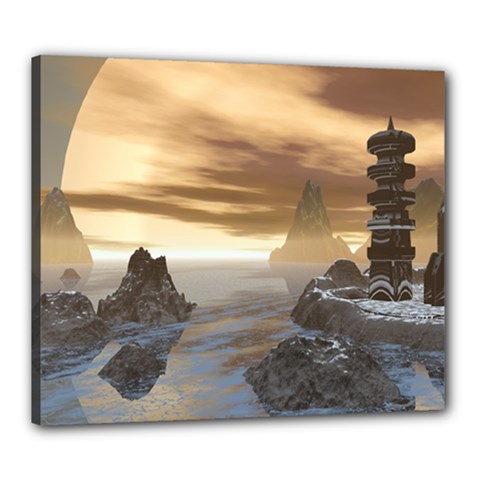 Planet Moon Rocks City Fiction Canvas 24  X 20  (stretched) by Simbadda