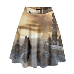 Planet Moon Rocks City Fiction High Waist Skirt by Simbadda