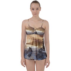 Planet Moon Rocks City Fiction Babydoll Tankini Set by Simbadda