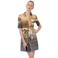 Planet Moon Rocks City Fiction Belted Shirt Dress by Simbadda