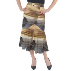 Planet Moon Rocks City Fiction Midi Mermaid Skirt by Simbadda