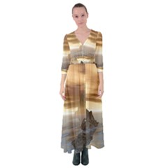 Planet Moon Rocks City Fiction Button Up Maxi Dress