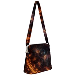 Fractal Pattern Background Space Zipper Messenger Bag by Simbadda