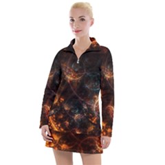 Fractal Pattern Background Space Women s Long Sleeve Casual Dress by Simbadda