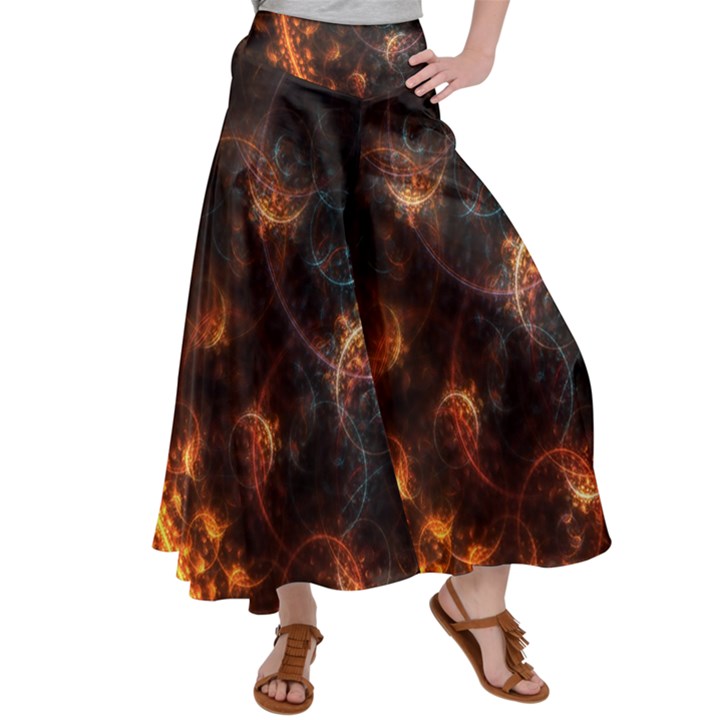 Fractal Pattern Background Space Satin Palazzo Pants