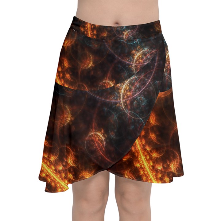 Fractal Pattern Background Space Chiffon Wrap Front Skirt