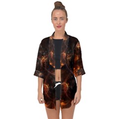 Fractal Pattern Background Space Open Front Chiffon Kimono by Simbadda