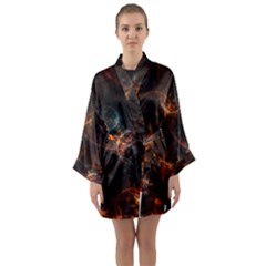 Fractal Pattern Background Space Long Sleeve Satin Kimono by Simbadda