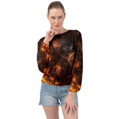 Fractal Pattern Background Space Banded Bottom Chiffon Top