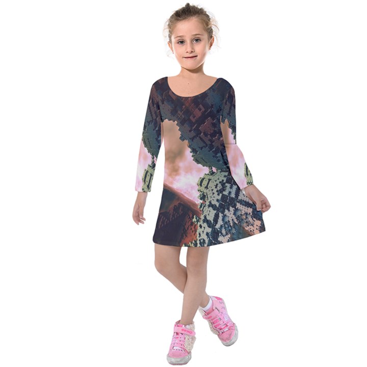 The Background Model Creative Kids  Long Sleeve Velvet Dress