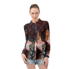 The Background Model Creative Long Sleeve Chiffon Shirt