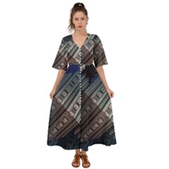 Fractals 3d Graphics Shapes Kimono Sleeve Boho Dress