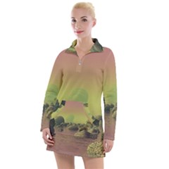 Planet Water Sea Landscape Space Women s Long Sleeve Casual Dress