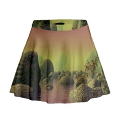 Planet Water Sea Landscape Space Mini Flare Skirt by Simbadda