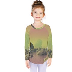 Planet Water Sea Landscape Space Kids  Long Sleeve Tee